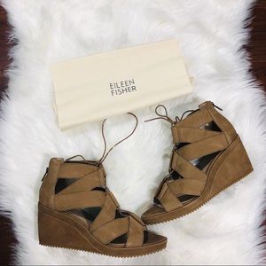 Womens Eileen Fisher Dibs Lace Up Suede Sandals